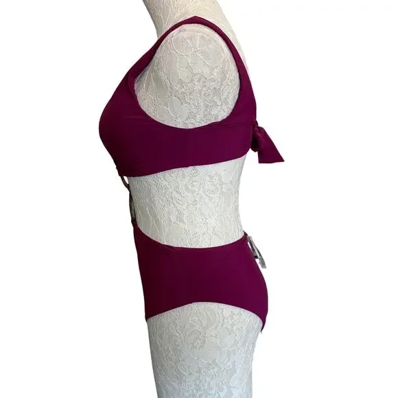 Malai Danza double ring OnePiece swimsuit Sz S NWT maroon vixen resort coastal